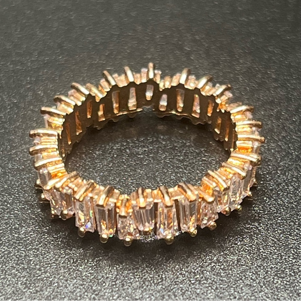 Rose Gold Tone Baguette Crystal Eternity Band Ring. Size 10. Very pretty ring.